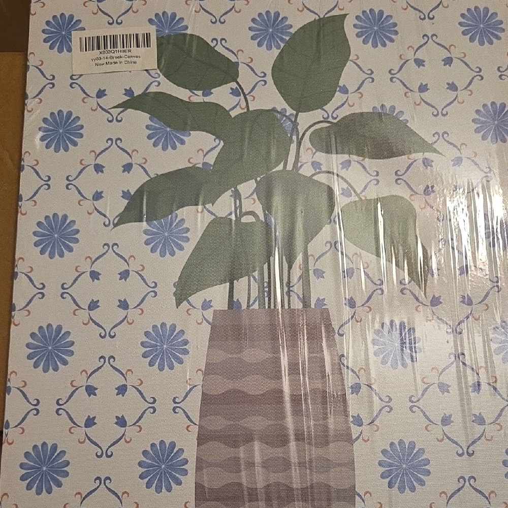 Floral Patterned Wall Art with Green Leaves